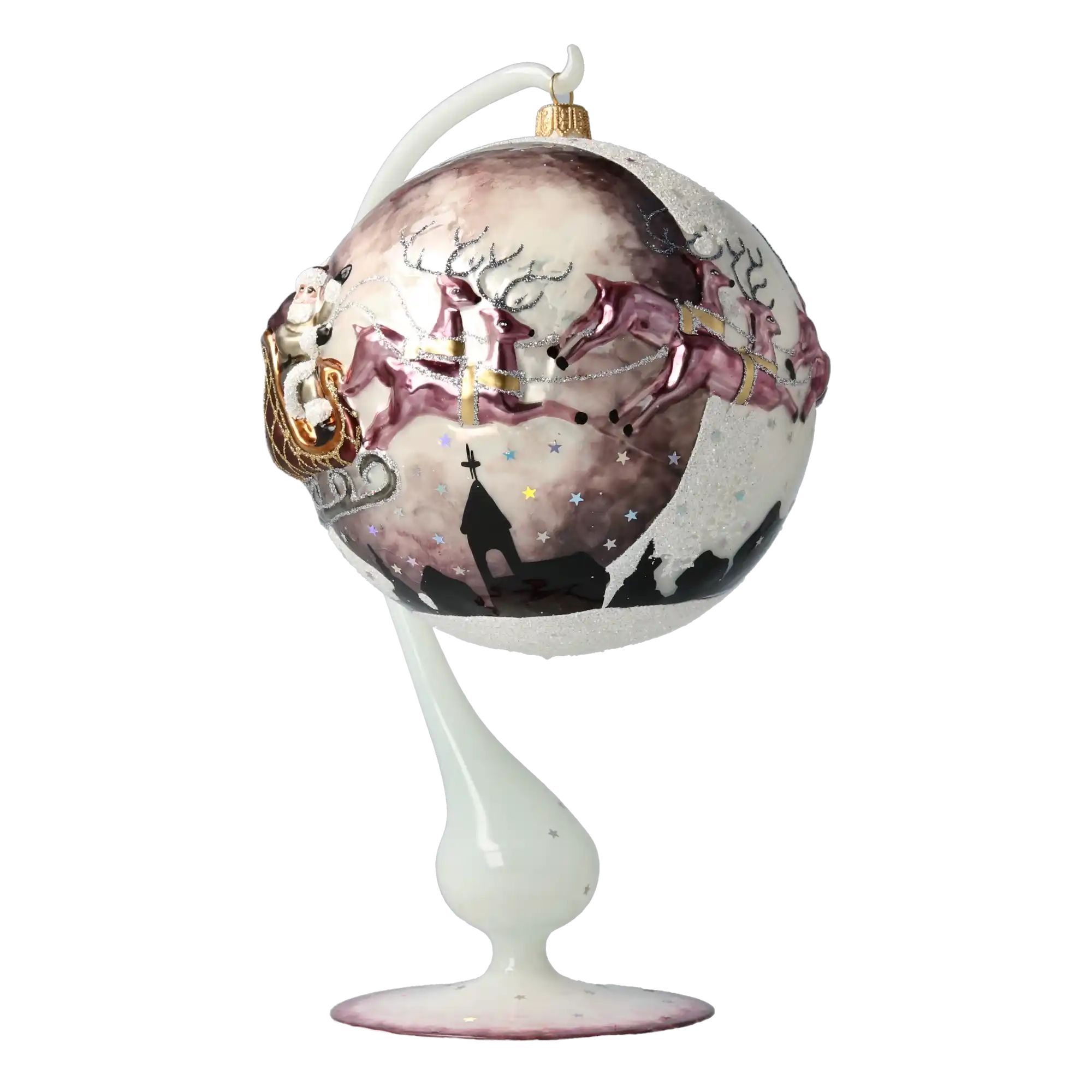 Mikołaj Z Reniferami Szklana Ozdoba