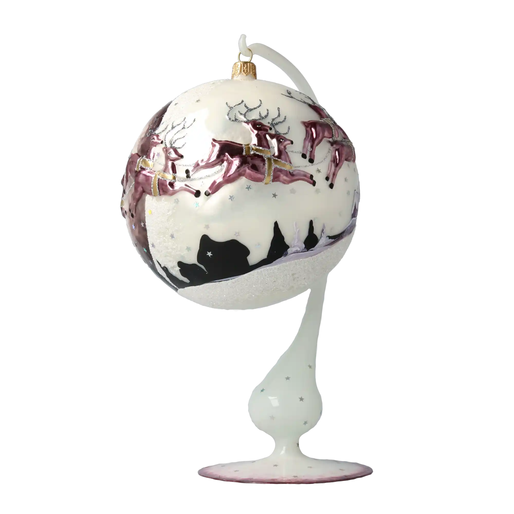 Mikołaj Z Reniferami Szklana Ozdoba