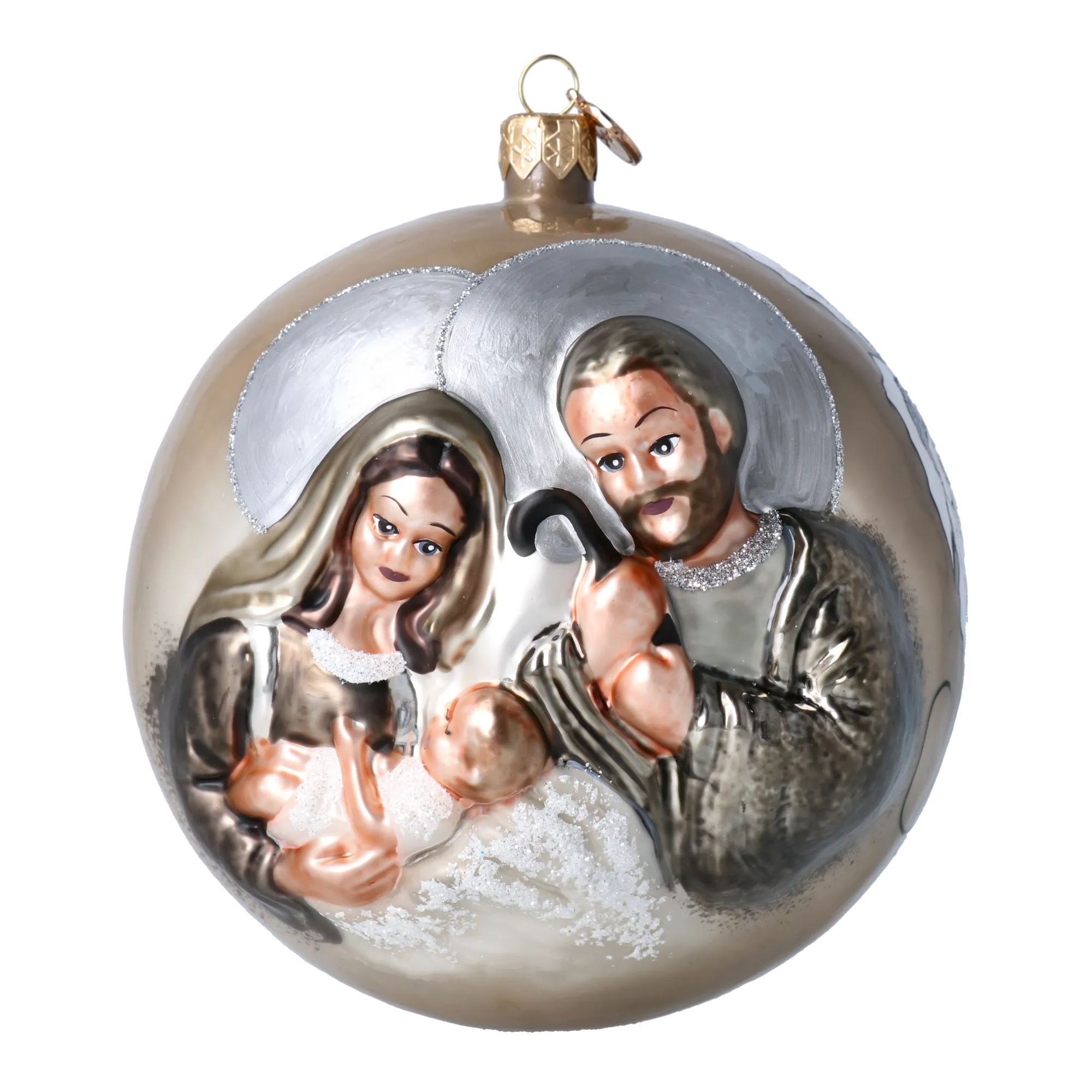 Champagne Holy Family Premium christmas glass ornament 2020-561