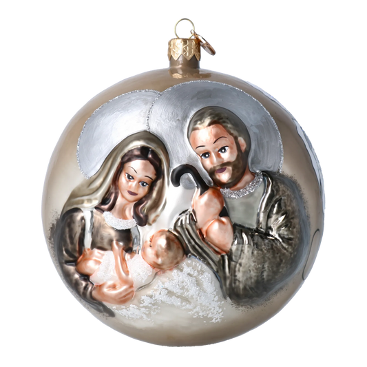 Champagne Holy Family Premium christmas glass ornament 2020-561