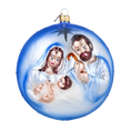 Załaduj obraz do przeglądarki galerii, Święta Rodzina w pięknej błękitnej szacie Szklana Ozdoba
