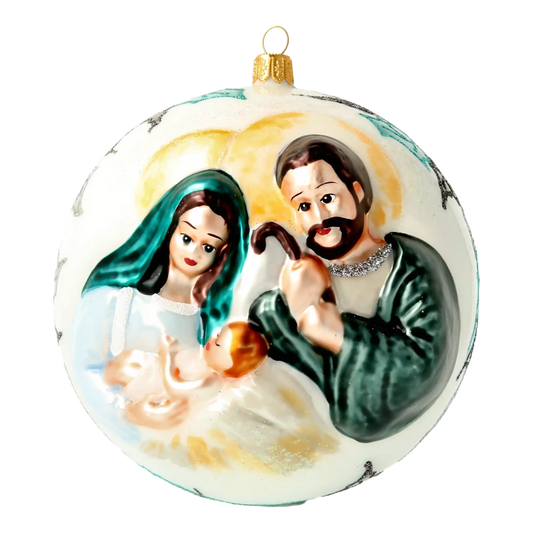 Święta Rodzina z możliwą dedykacją Szklana Ozdoba