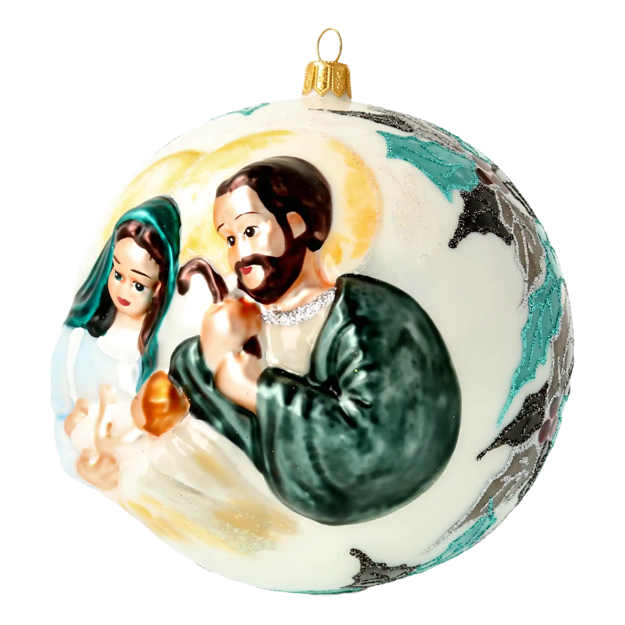 Święta Rodzina z możliwą dedykacją Szklana Ozdoba
