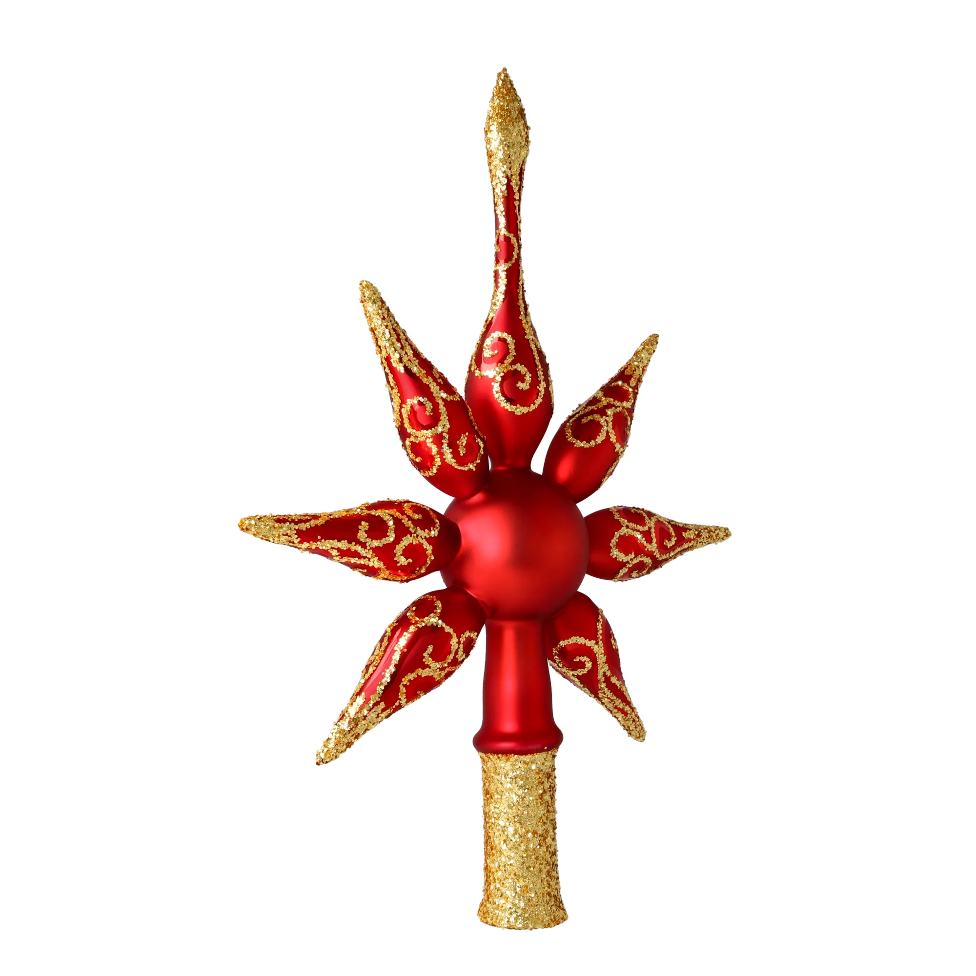 Ruby Star Spike. Handmade Glass Christmas ornament. 2020-675