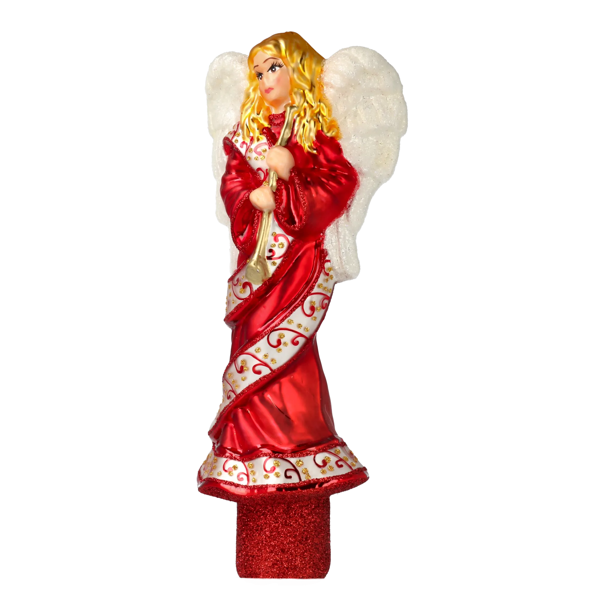 Crimson Herald Angel Finial Premium christmas glass ornament 2020-684