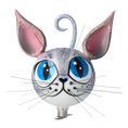 Load image into Gallery viewer, Magic Grey Cat. Handmade Glass Christmas ornament. 2021-002
