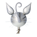 Load image into Gallery viewer, Magic Grey Cat. Handmade Glass Christmas ornament. 2021-002

