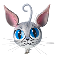 Load image into Gallery viewer, Magic Grey Cat. Handmade Glass Christmas ornament. 2021-002
