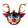 Load image into Gallery viewer, Rudolph the Joyful Reindeer. Handmade Glass Christmas ornament. 2021-003
