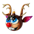 Load image into Gallery viewer, Rudolph the Joyful Reindeer. Handmade Glass Christmas ornament. 2021-003
