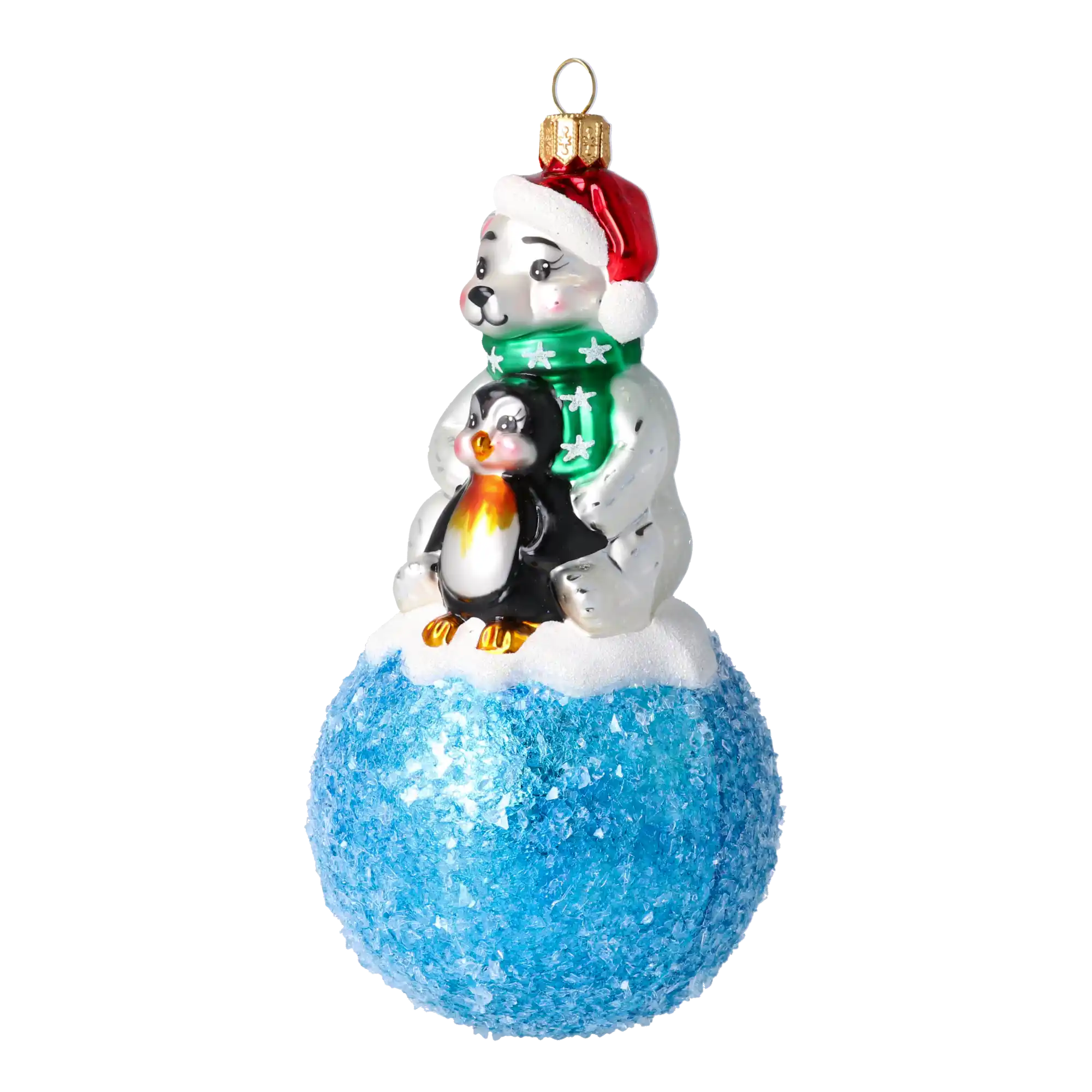 Miś Na Kuli z Pingwinkiem Szklana Ozdoba Kraina Lodu