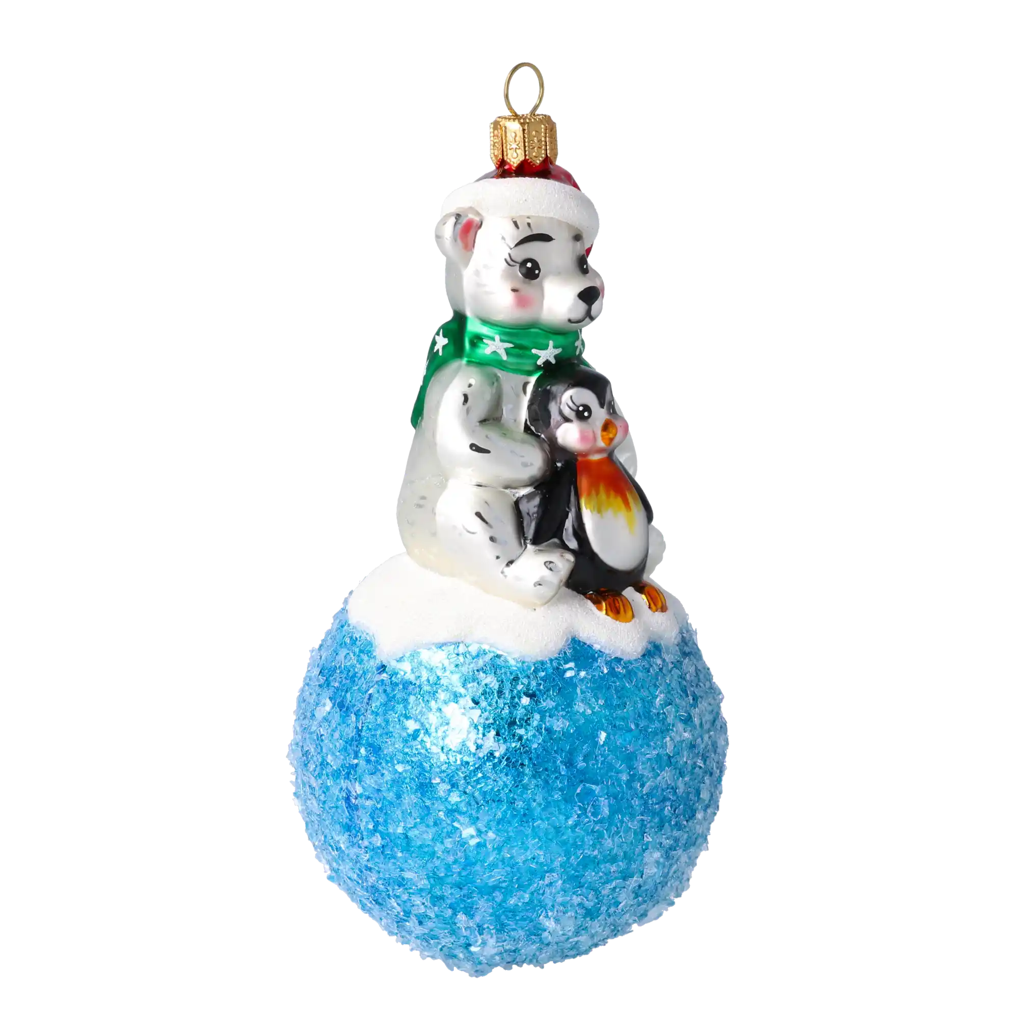 Miś Na Kuli z Pingwinkiem Szklana Ozdoba Kraina Lodu