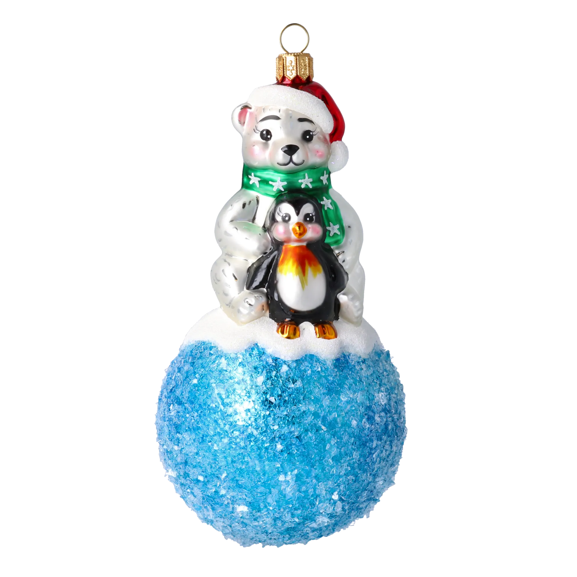 Arctic Friends on Glacial Blue Premium christmas glass ornament 2021-005