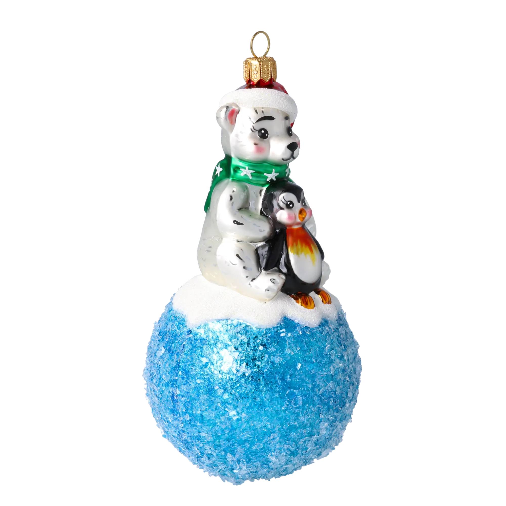 Arctic Friends on Glacial Blue Premium christmas glass ornament 2021-005