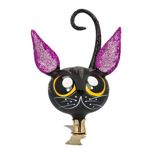 Czarny Kot Na Klipsie Szklana Ozdoba