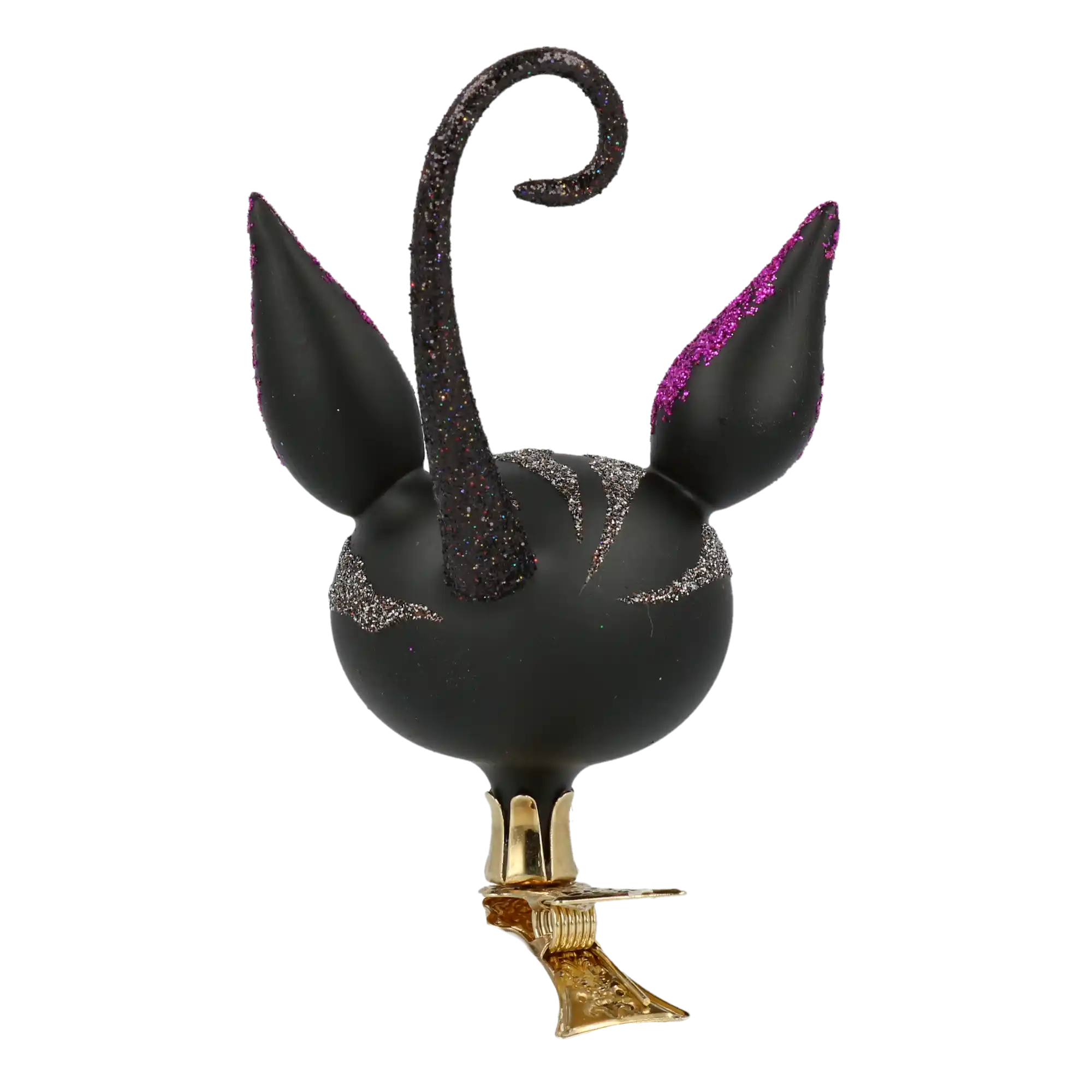 Czarny Kot Na Klipsie Szklana Ozdoba