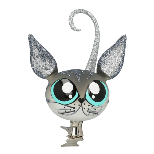 Kotek Na Klipsie Szklana Ozdoba Szary Kot