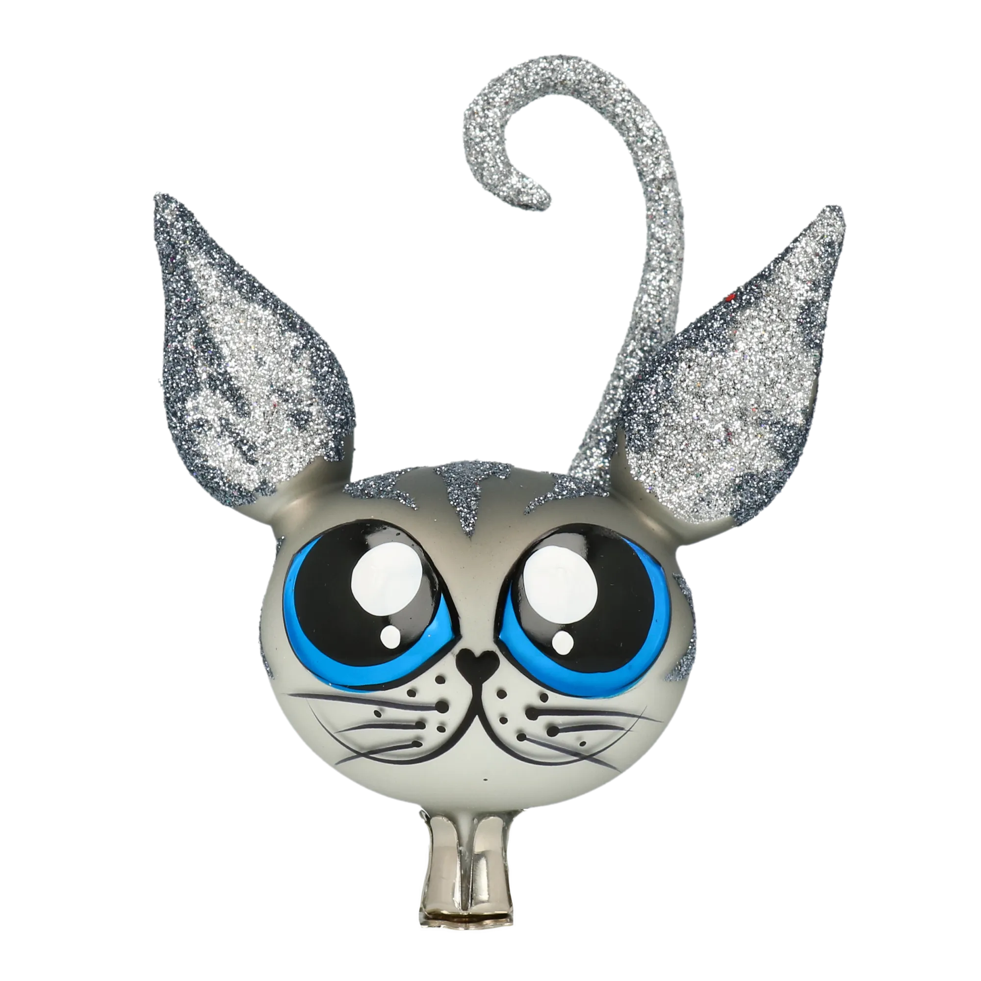 Silver Sapphire Kitten Premium christmas glass ornament 2021-009
