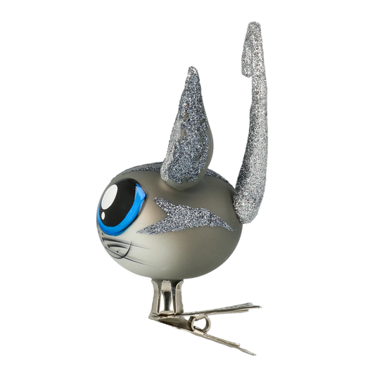 Silver Sapphire Kitten Premium christmas glass ornament 2021-009