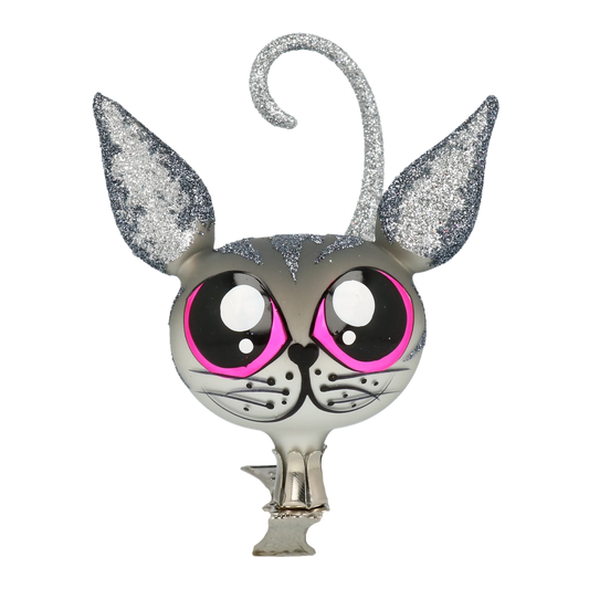 Silver Shimmer Kitten Premium christmas glass ornament 2021-011