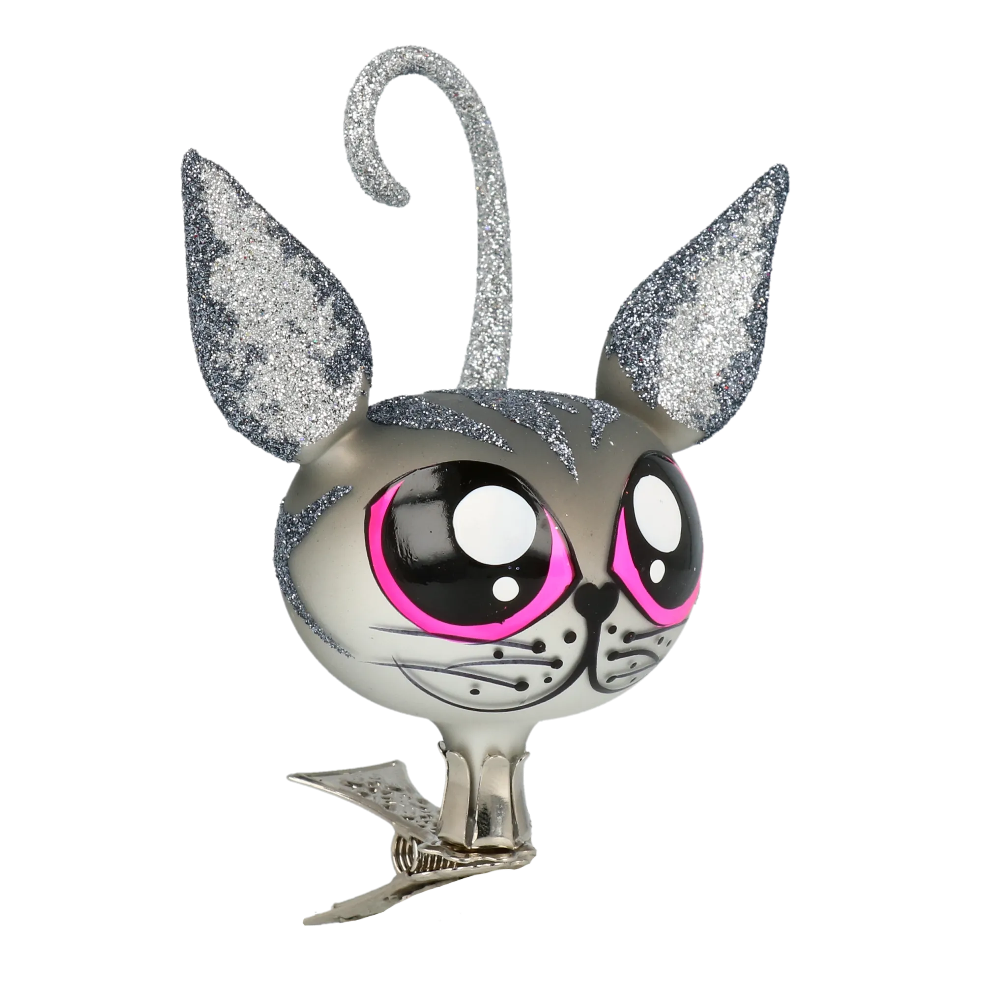 Silver Shimmer Kitten Premium christmas glass ornament 2021-011