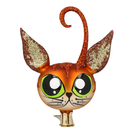 Emerald-Eyed Amber Cat Premium christmas glass ornament 2021-012