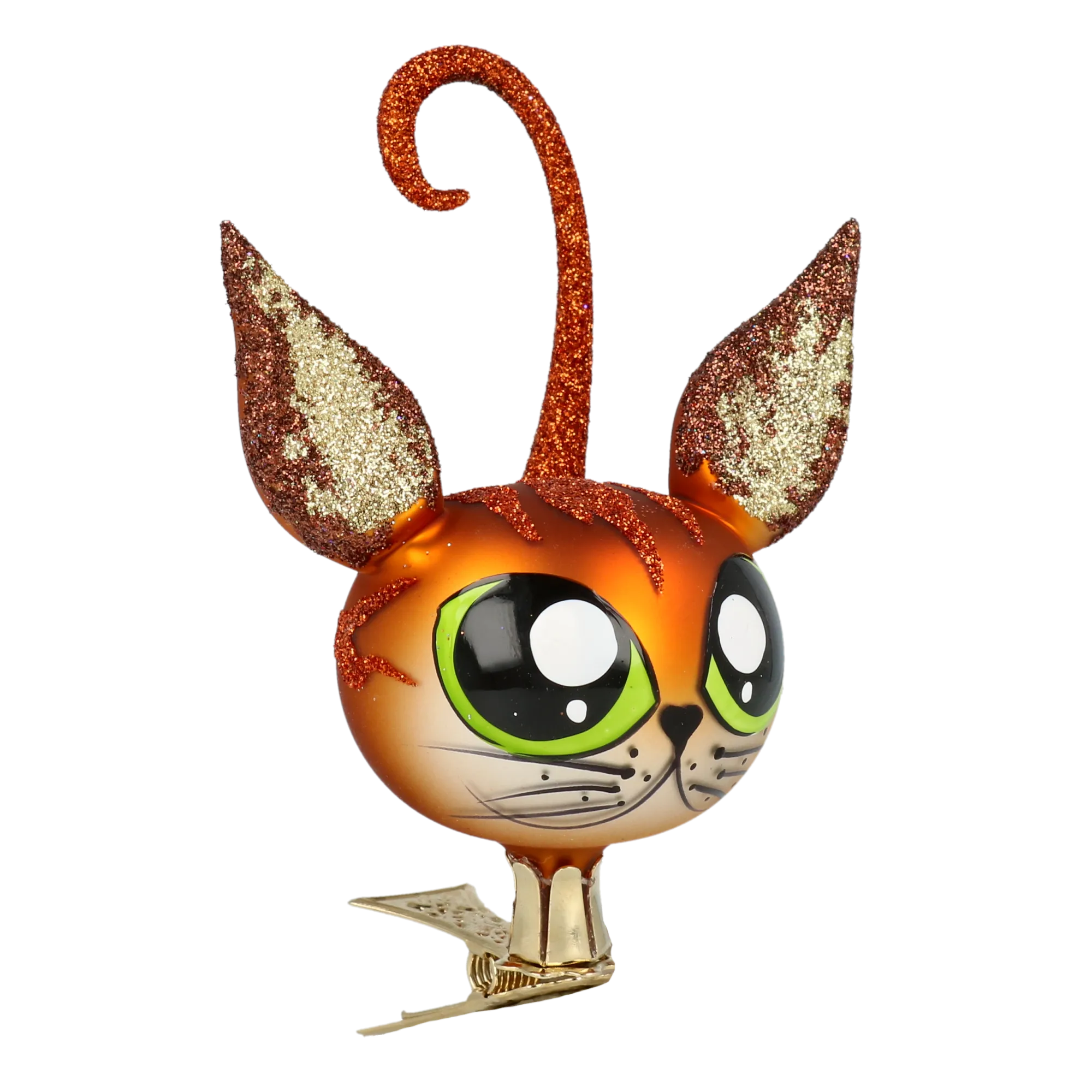 Emerald-Eyed Amber Cat Premium christmas glass ornament 2021-012