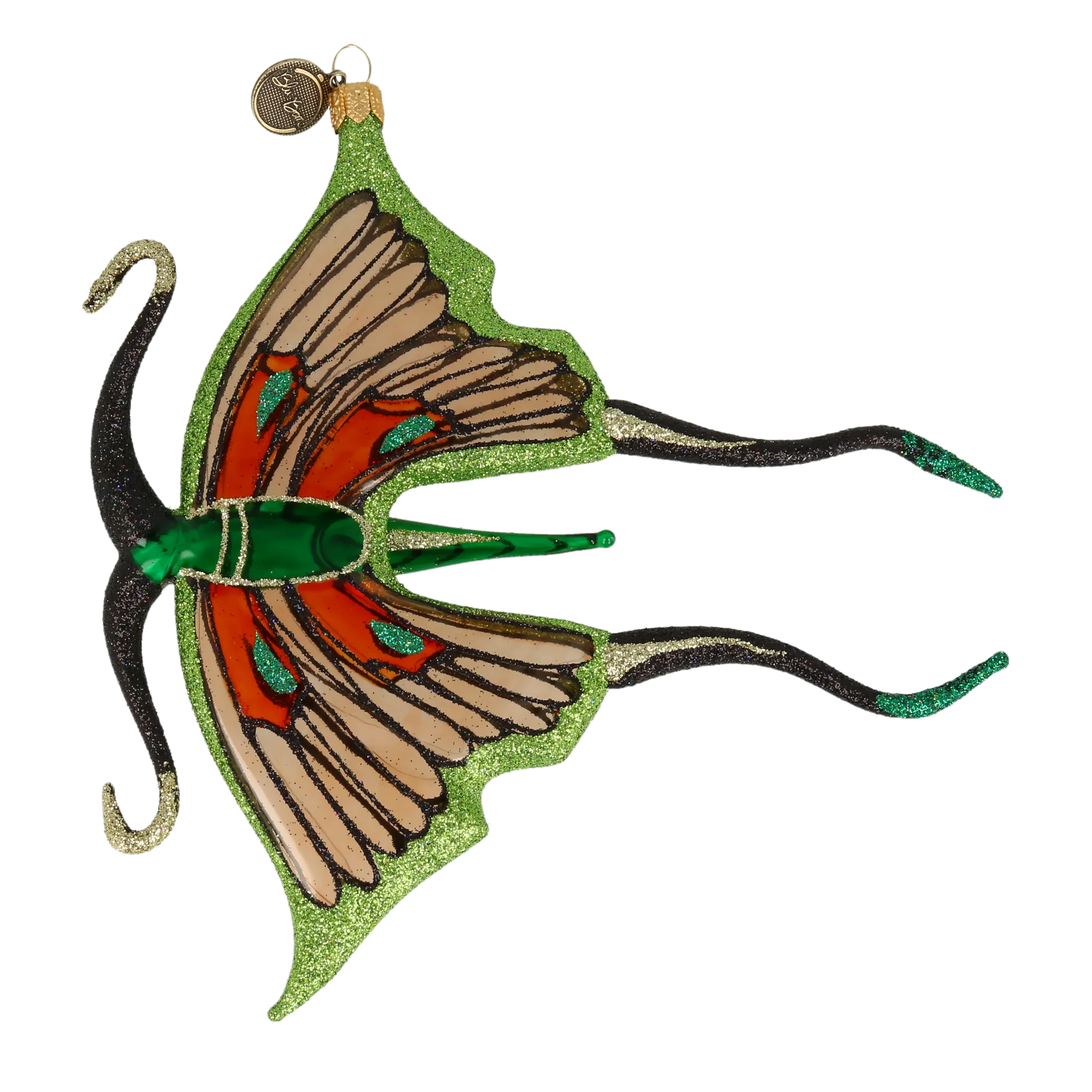 Butterfly Summer Winged Gardener. Handmade Glass Christmas ornament. 2021-017