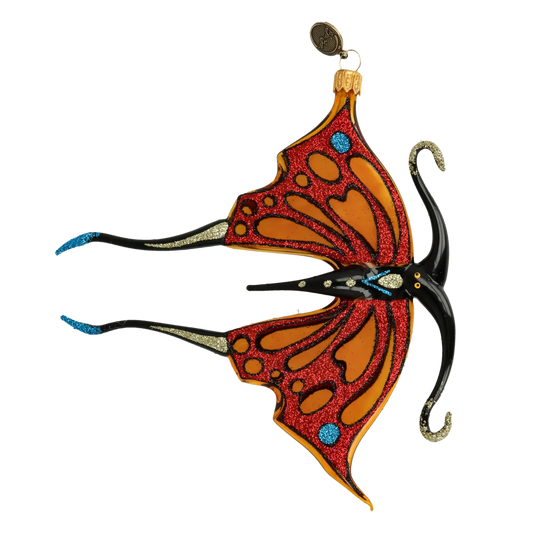 Butterfly Fire Dancer. Handmade Glass Christmas ornament. 2021-019