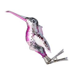 Hovering Hummingbird in Silver & Fuchsia