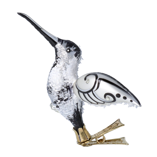 Silvered Winter Hummingbird Premium christmas glass ornament 2021-027