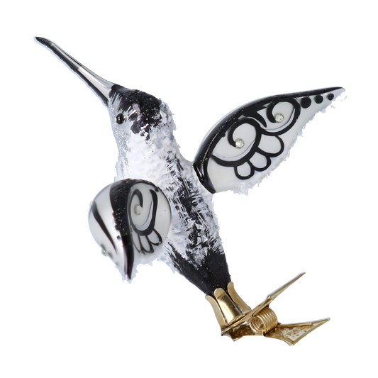 Silvered Winter Hummingbird Premium christmas glass ornament 2021-027