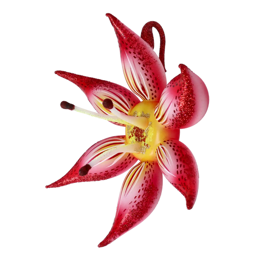 Piękna czerwona lilia Szklana Ozdoba