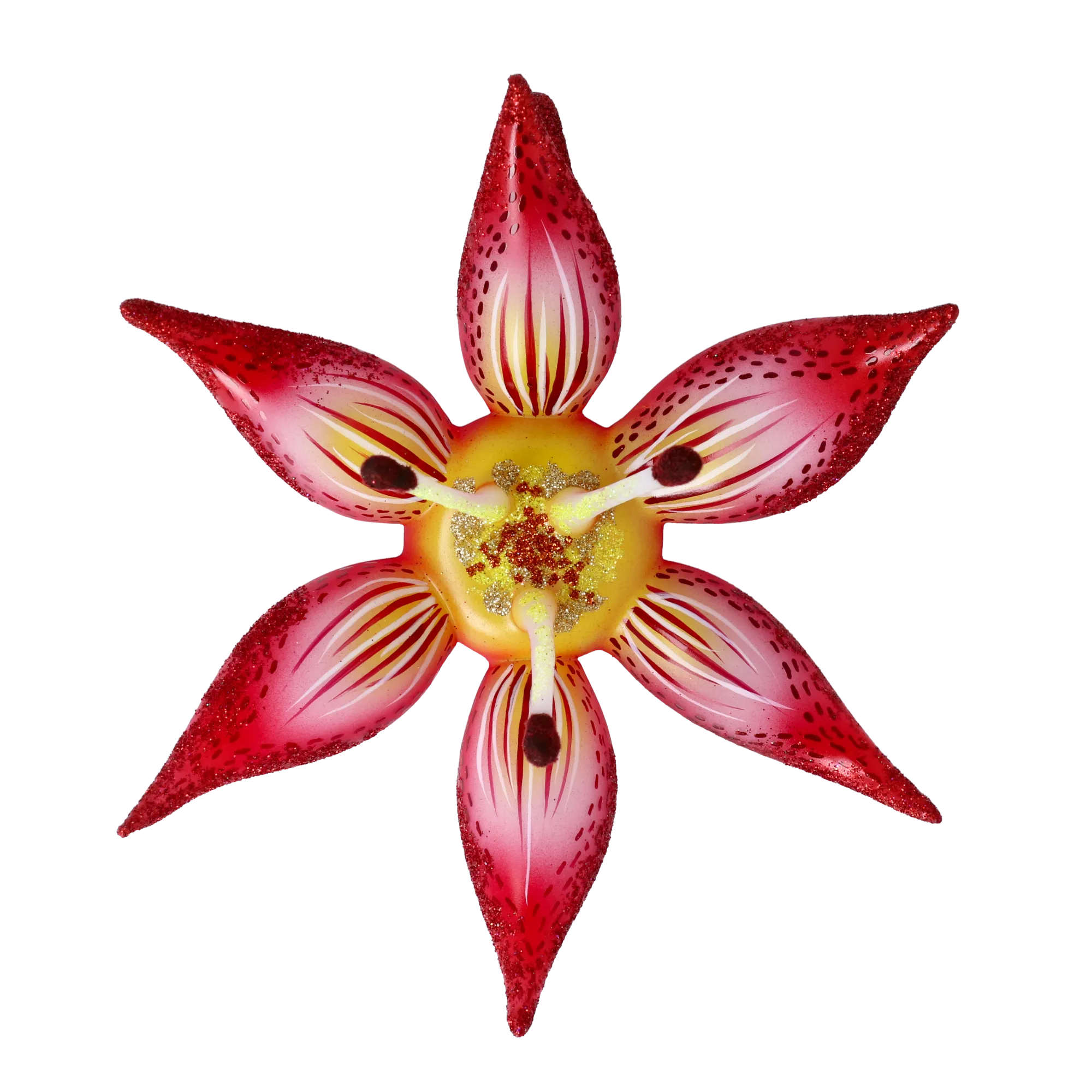 Crimson Stargazer Lily Premium christmas glass ornament 2021-031