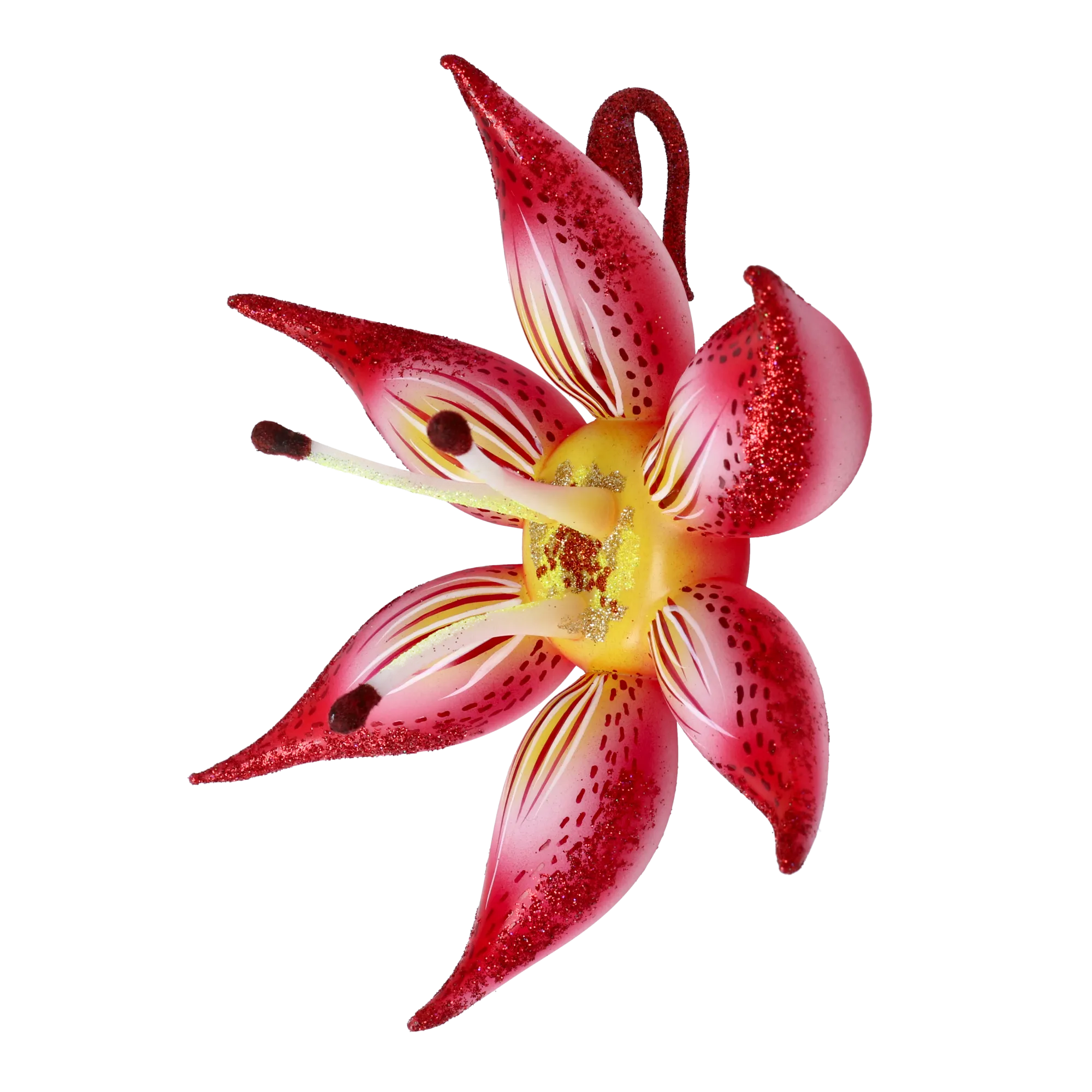 Crimson Stargazer Lily Premium christmas glass ornament 2021-031