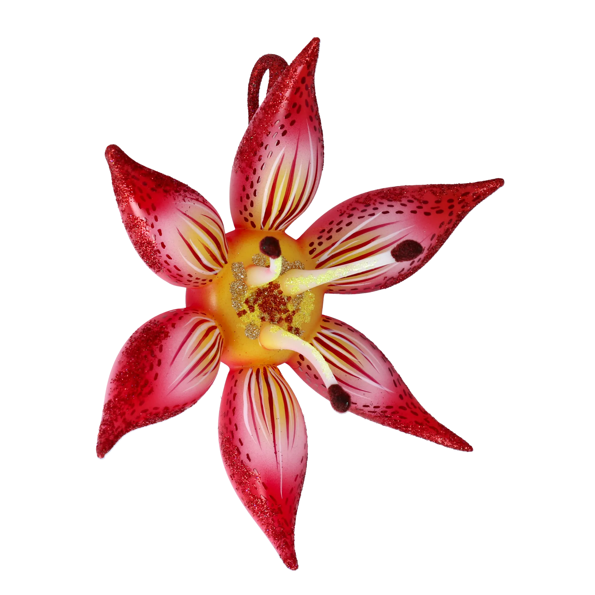 Crimson Stargazer Lily Premium christmas glass ornament 2021-031