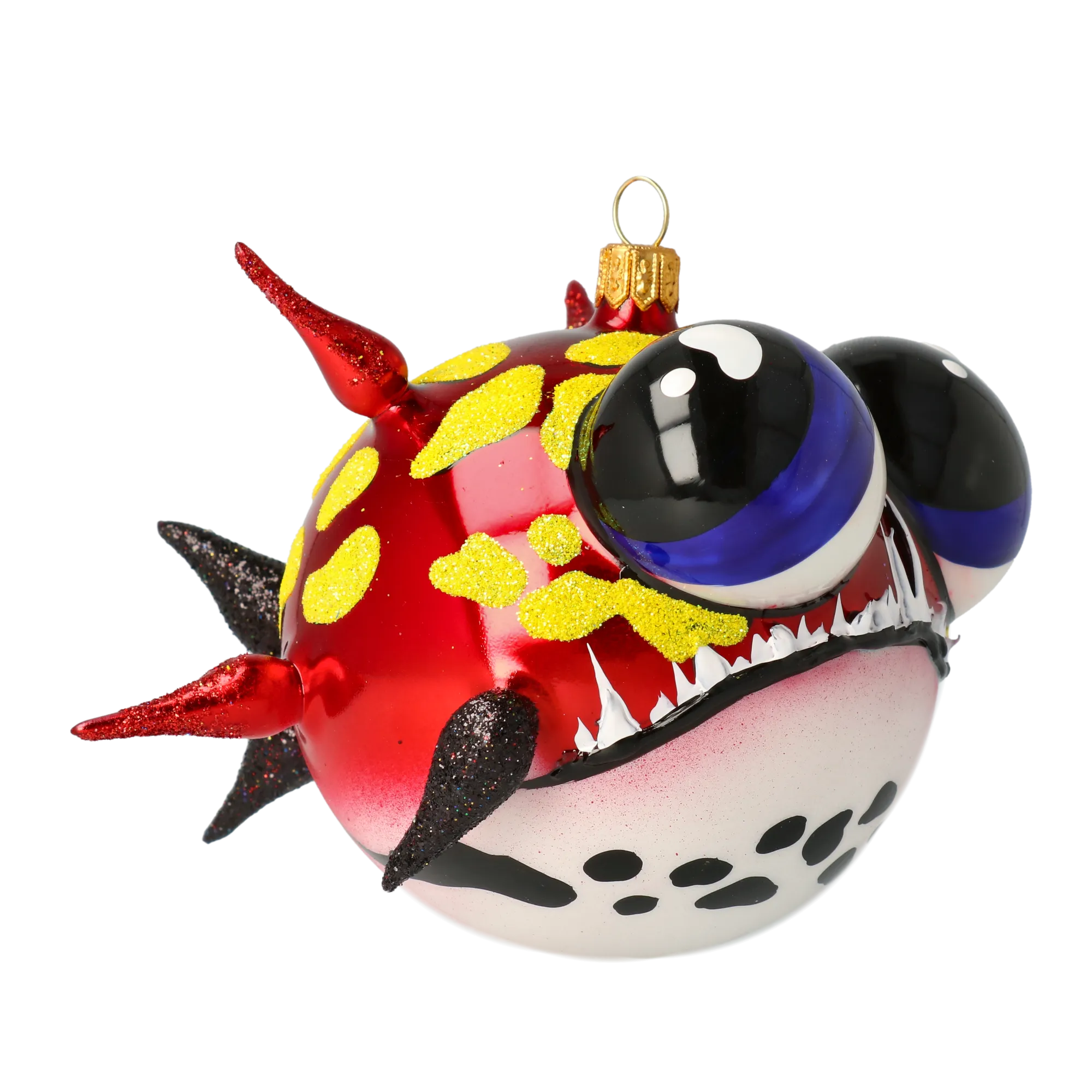 Spiky Pufferfish in Scarlet & Lemon