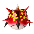 Spiky Pufferfish in Scarlet & Lemon | Hand-Painted Glass Ornament | Blubom 2021-034
