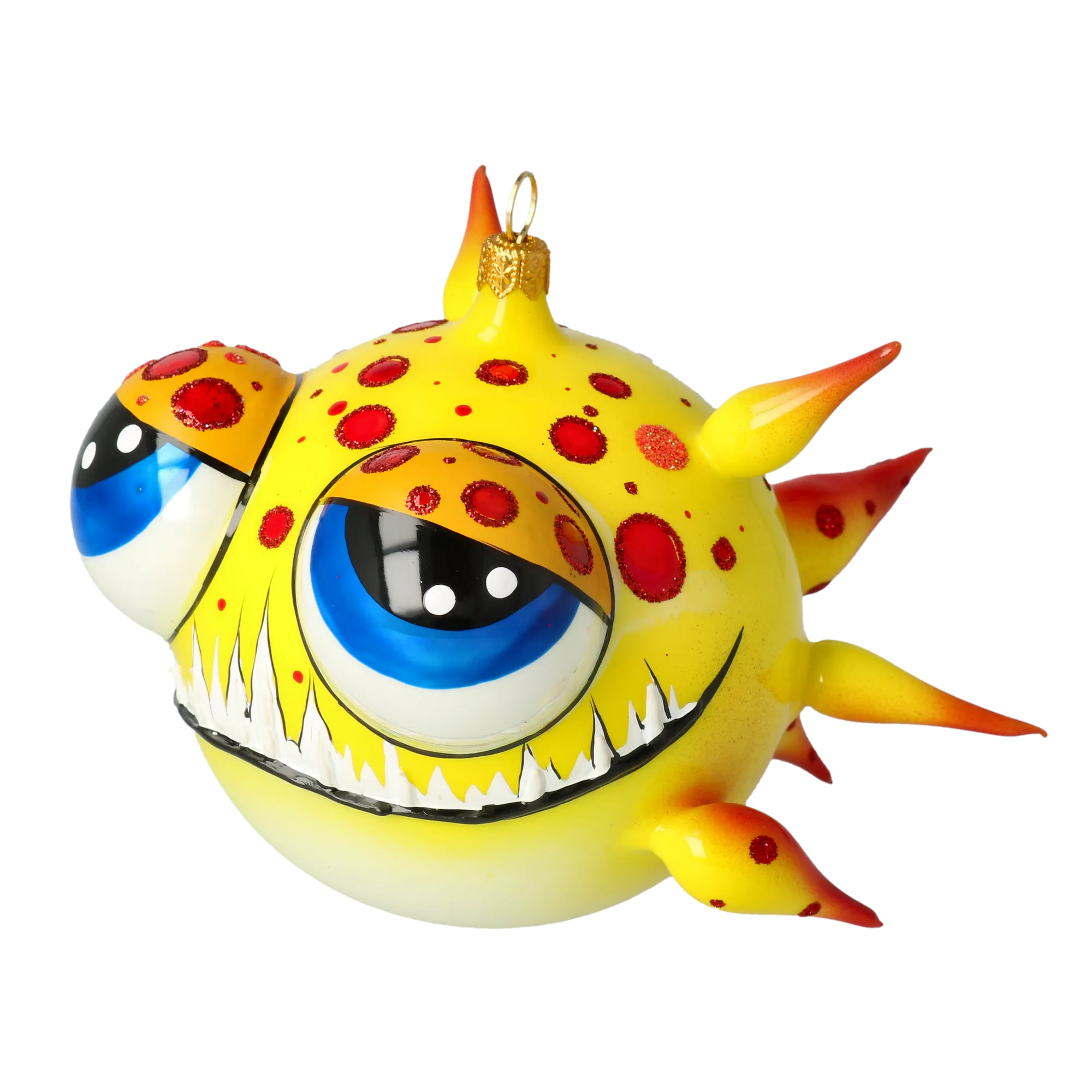 Spiny fish. Handmade Glass Christmas ornament. 2021-035