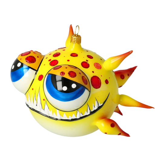 Spiny fish. Handmade Glass Christmas ornament. 2021-035