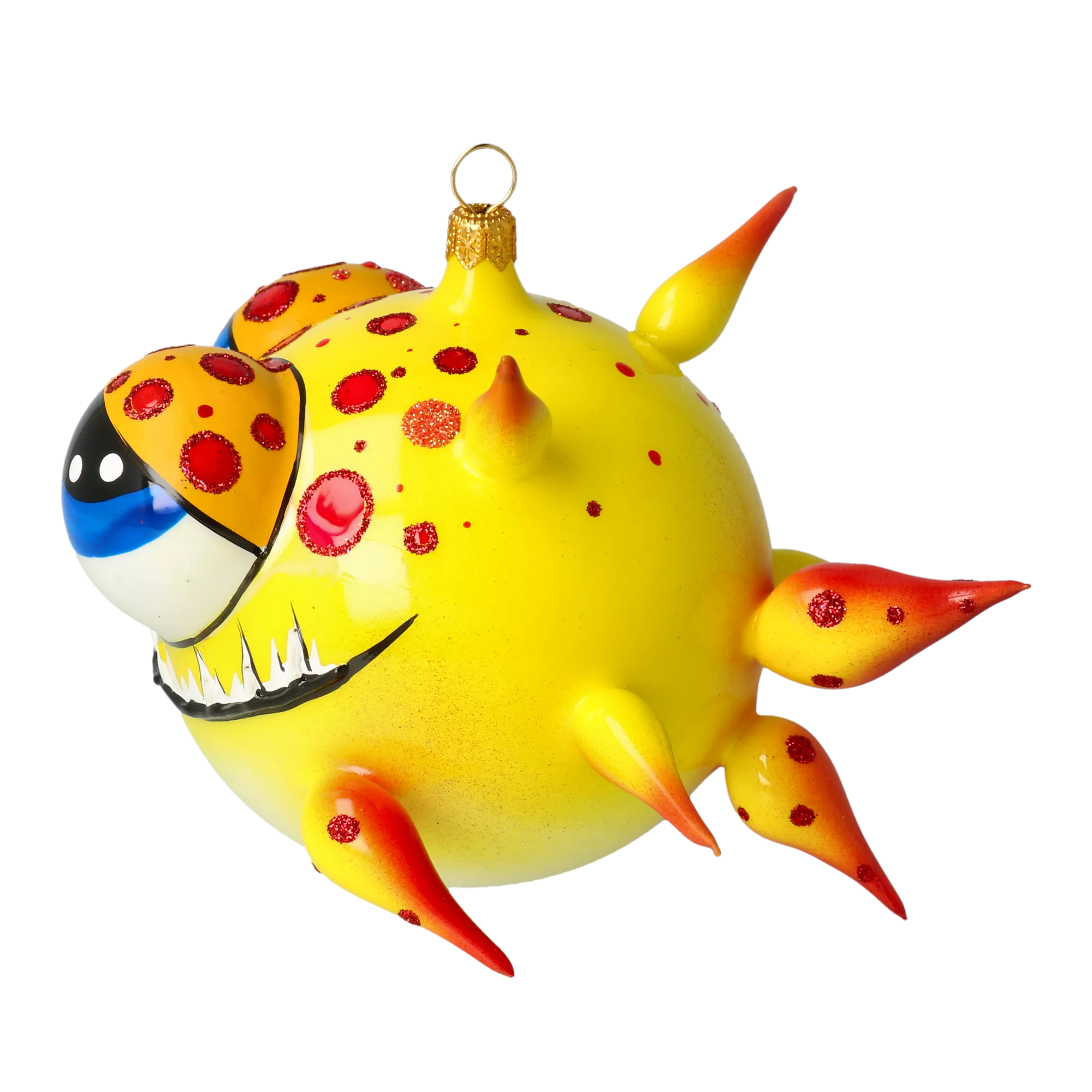 Spiny fish. Handmade Glass Christmas ornament. 2021-035