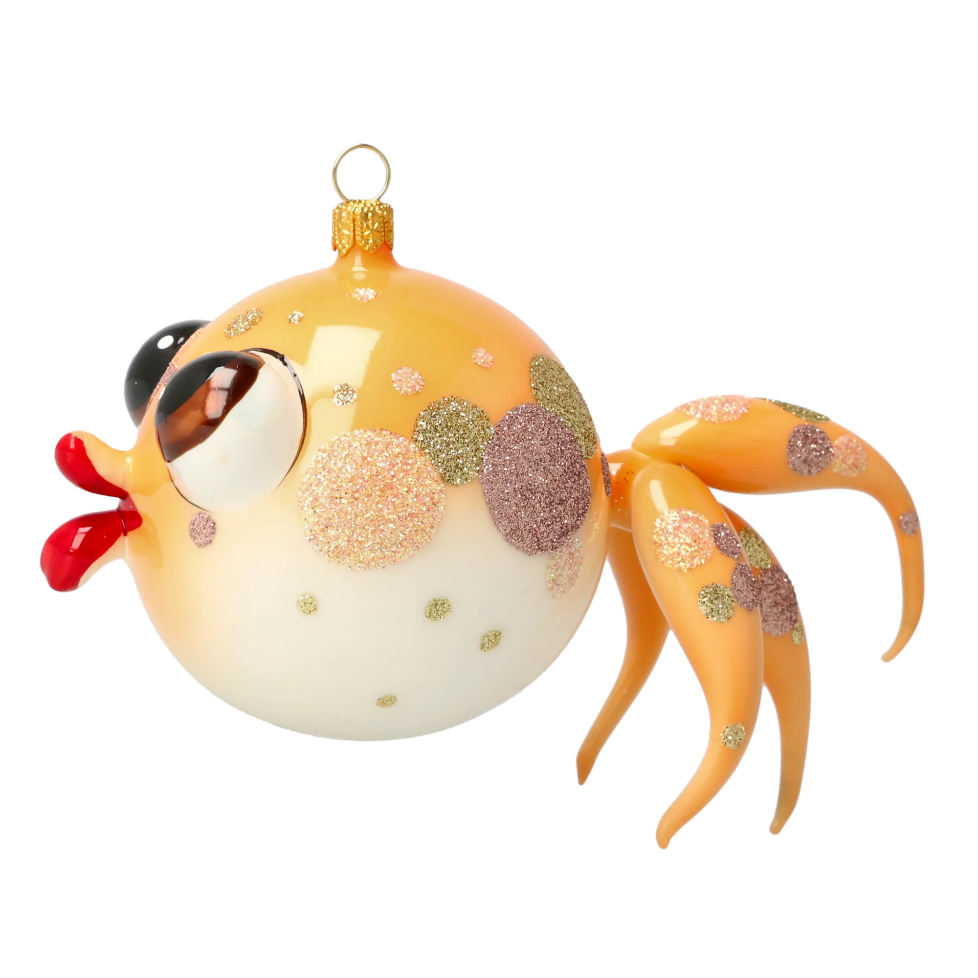 Gold fish Sparkling Bubblefish Handmade Glass Christmas ornament. 2021-036