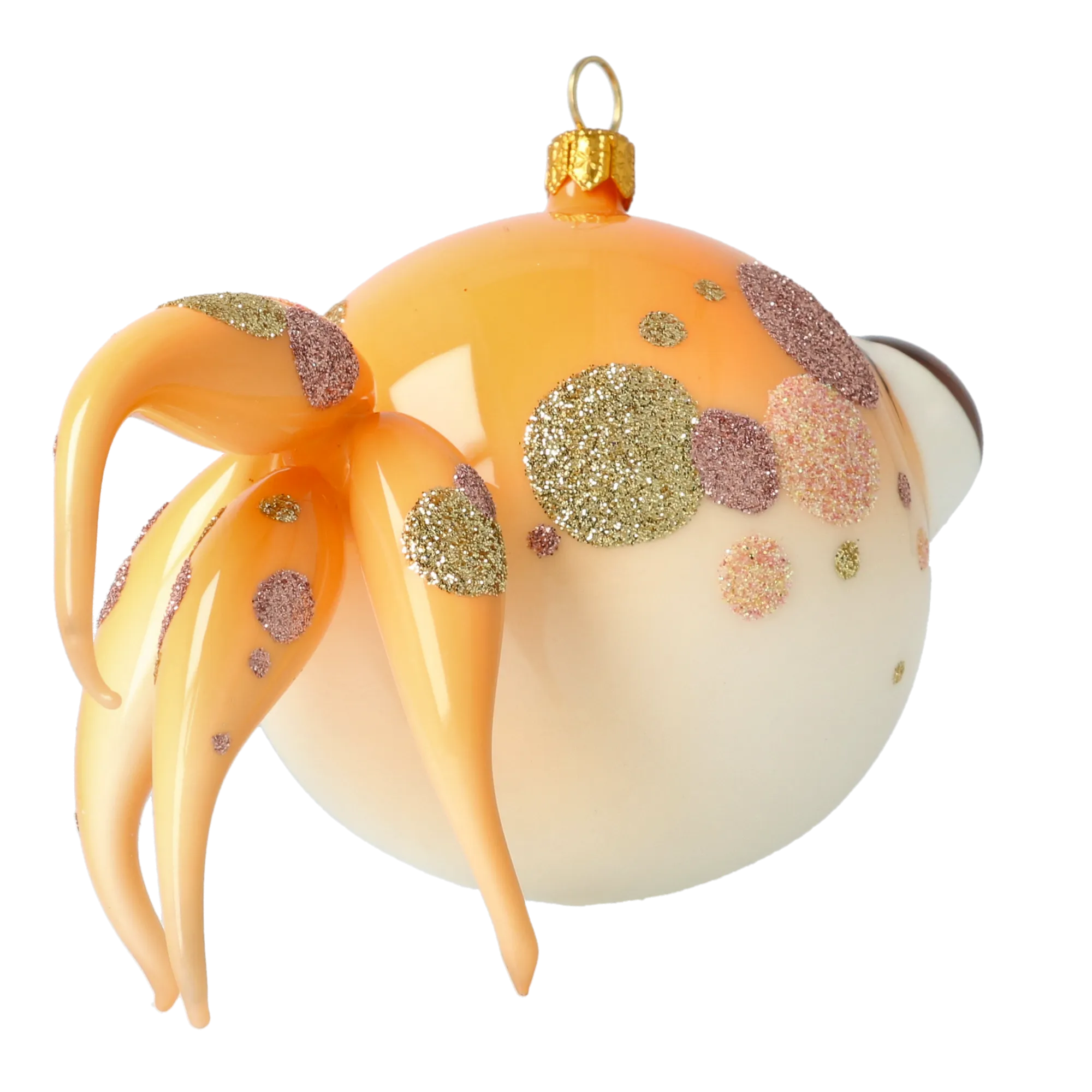 Gold fish Sparkling Bubblefish Handmade Glass Christmas ornament. 2021-036