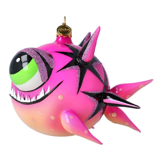 Fish -Pink Predator - Fancy Glass Decoration. 2021-038