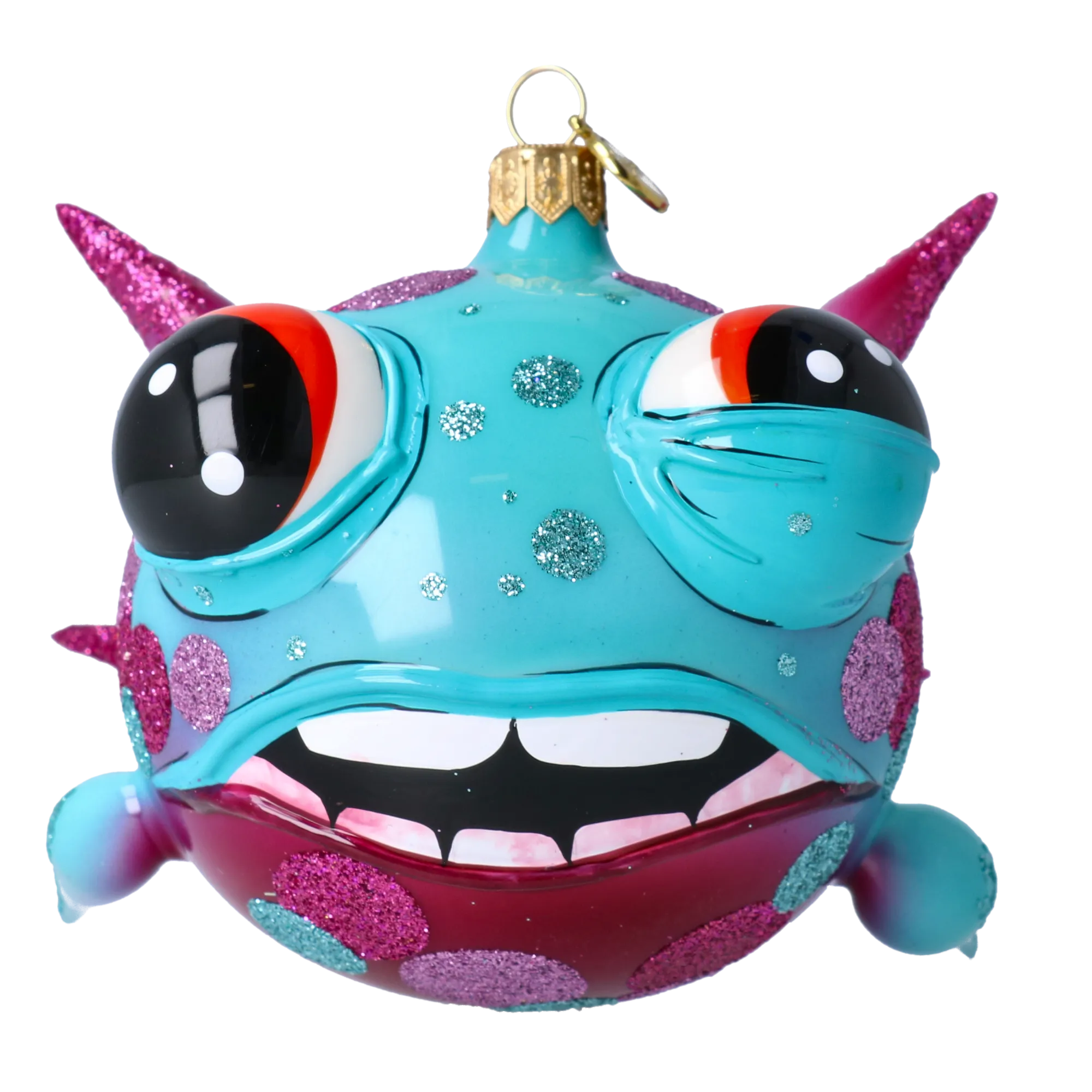 Spiny fish. Handmade Glass Christmas ornament. 2021-044