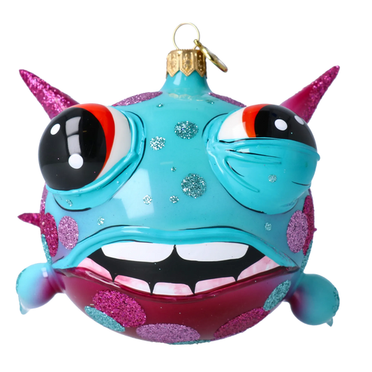 Spiny fish. Handmade Glass Christmas ornament. 2021-044