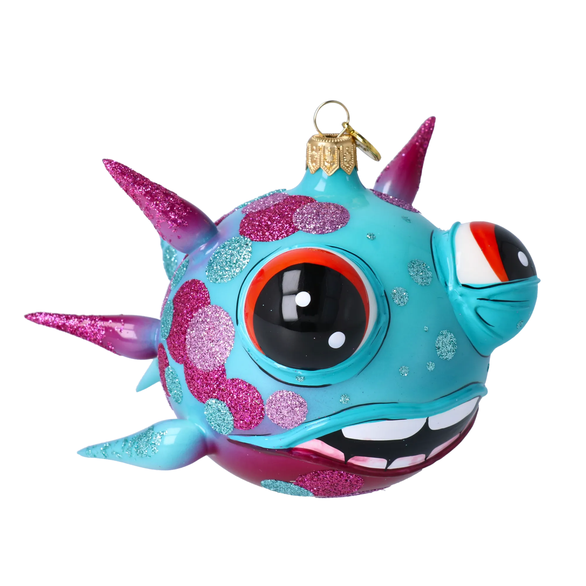 Spiny fish. Handmade Glass Christmas ornament. 2021-044