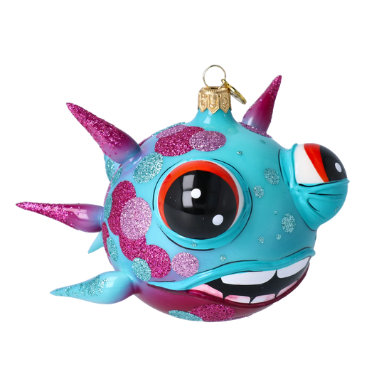 Spiny fish. Handmade Glass Christmas ornament. 2021-044