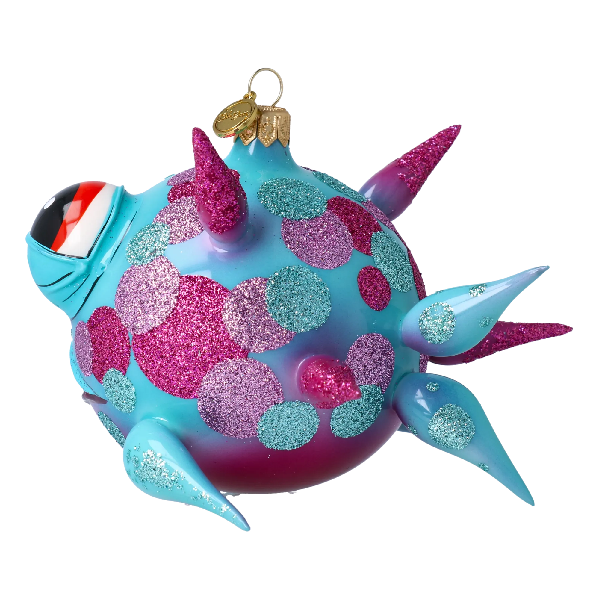 Spiny fish. Handmade Glass Christmas ornament. 2021-044