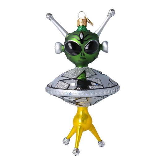 Kosmita w swoim spodku UFO Szklana Ozdoba